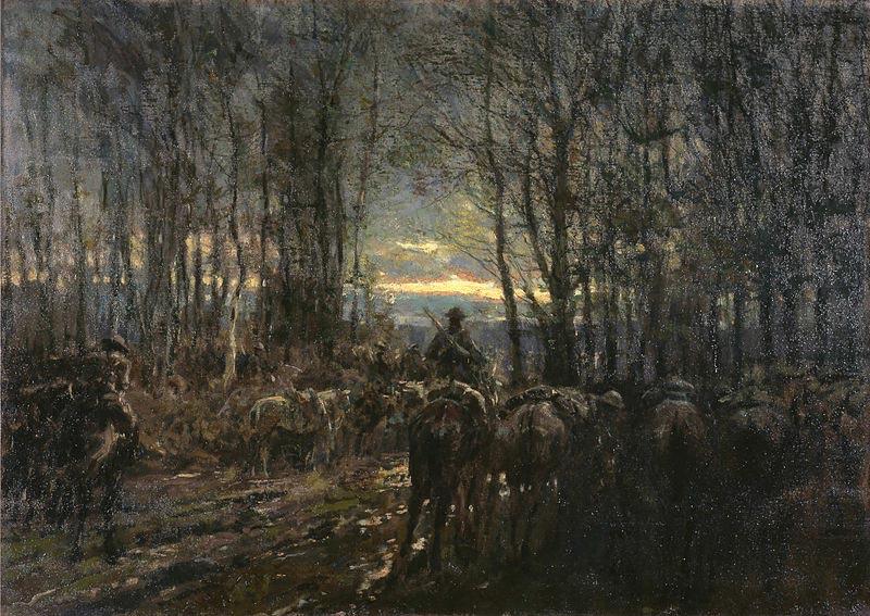 Canadian Cavalry Ready in a Wood, Alfred Bastien